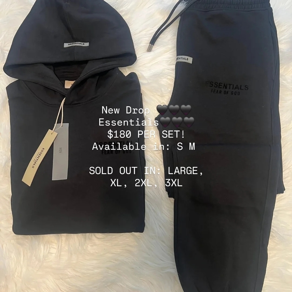 Essentials Black Hoodie and Sweatpants Set